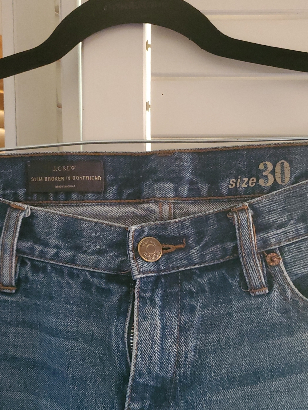 J. Crew Slim Broken-In Boyfriend Jeans in medium blue wash